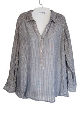 Lucky Brand Navy and White Striped Button-Up Tunic